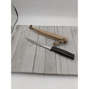 Stainless Utility Knife 7" Blade Brown Handle 11 1/2" Long Leather Sheath